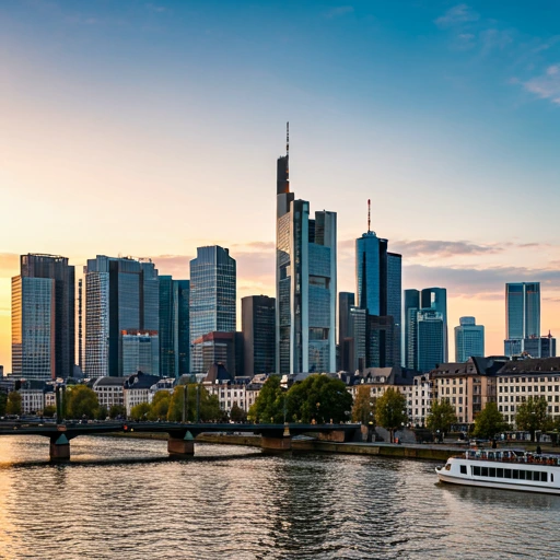 Frankfurt skyline at sunset
