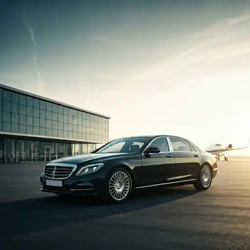Luxury airport transfer vehicle waiting at private terminal