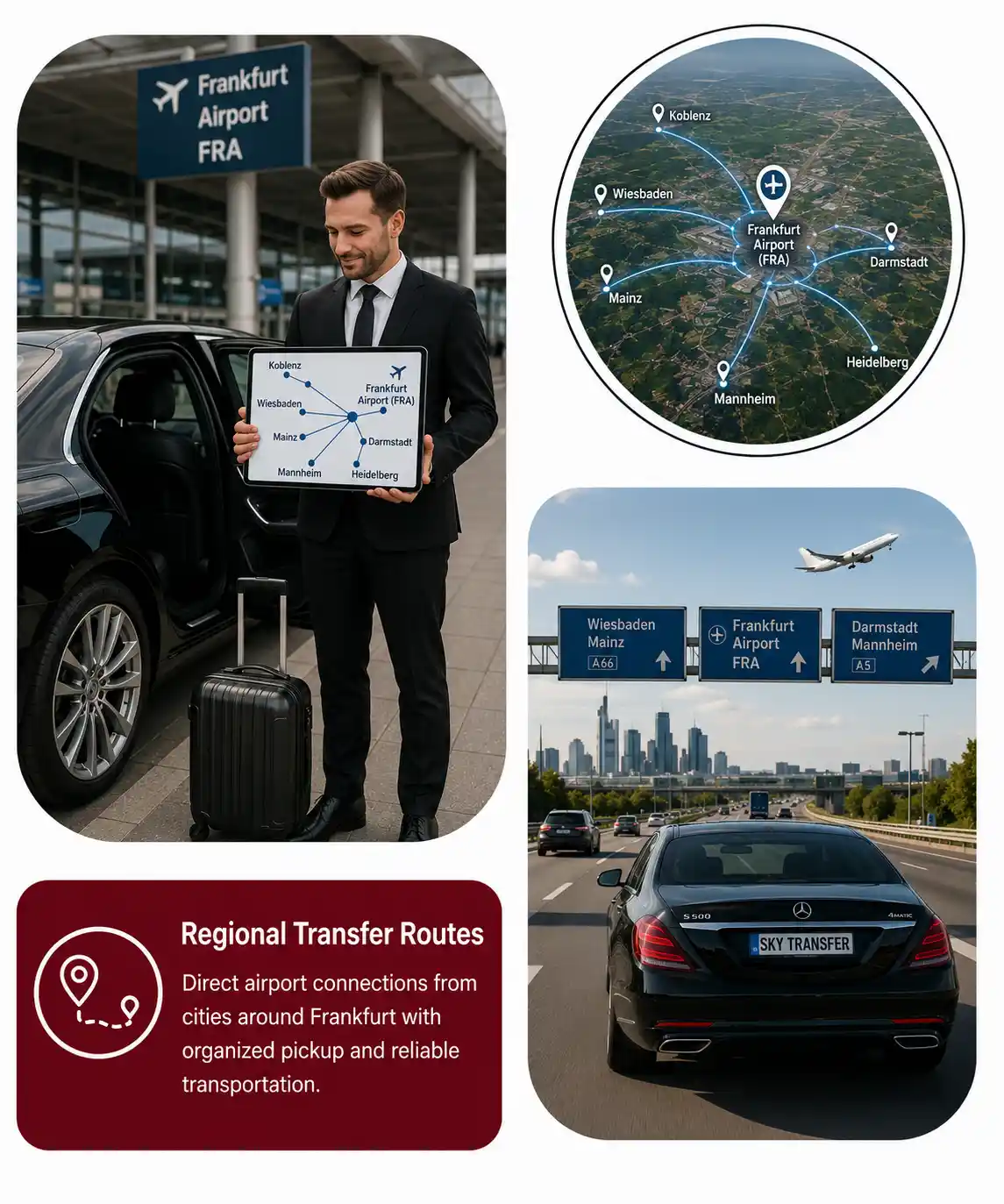 Flughafentransfer Routen rund um Frankfurt