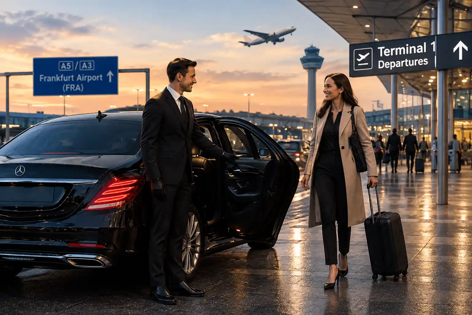 Direct journey from Heidelberg to Frankfurt Airport via A5 and A3