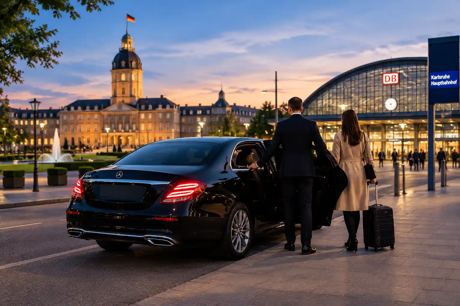 Pickup in Karlsruhe for Frankfurt Airport transfer
