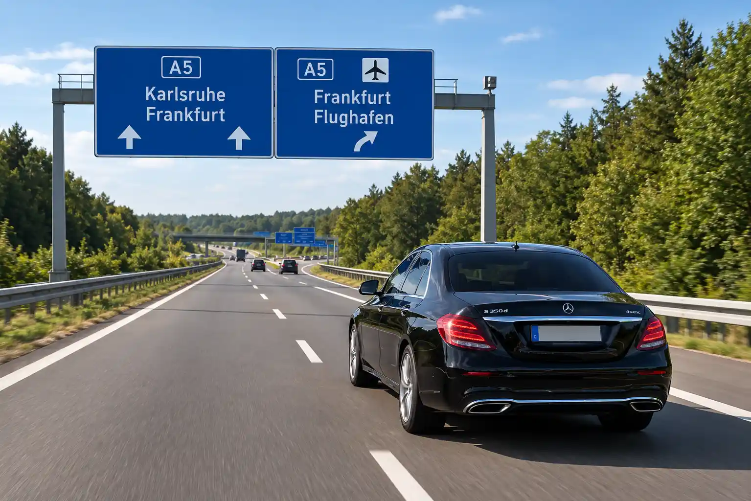 Route from Karlsruhe to Frankfurt Airport via A5