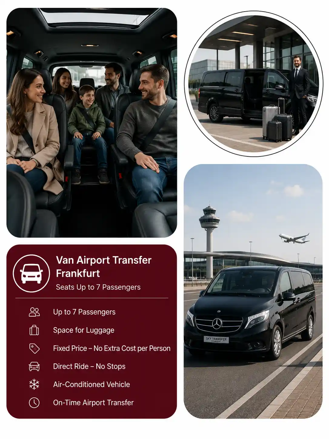 Van-Flughafentransfer Frankfurt – Platz für bis zu 7 Personen